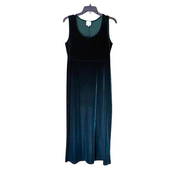 Vintage 90s Burnout Velvet Maxi Dress w/ Jacket Green 10P Holiday Party Y2K Goth - Picture 4 of 12